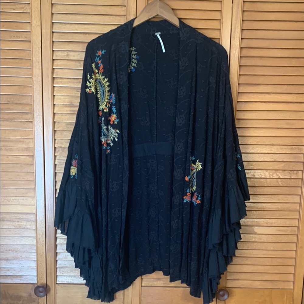 Free People Embroidered Kimono Jacket